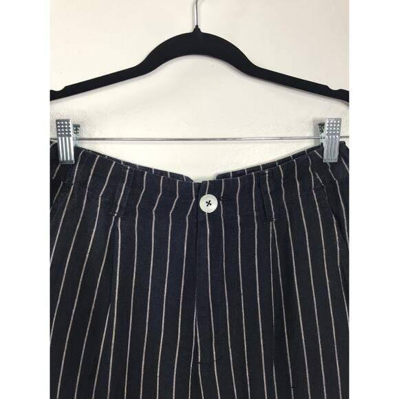 Alex Mill Womens 2 Boy Pants Blue Tan Stripe 100% Linen Lightweight Airy Coastal - Picture 5 of 9